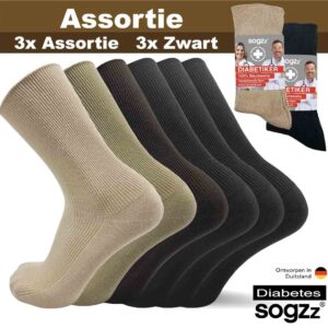 diabetes sokken beige assortie zonder elastiek