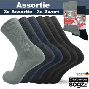 diabetes sokken grijs assortie zonder elastiek